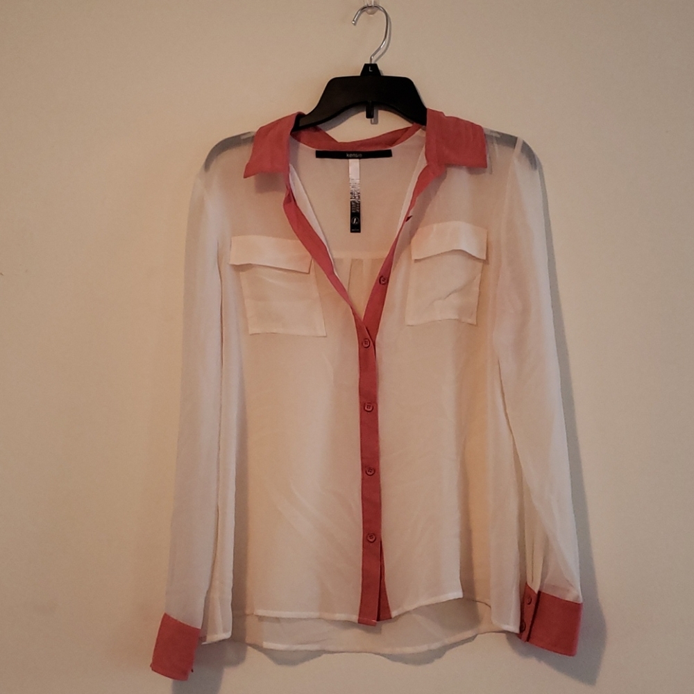Kensie See-Through Button Down